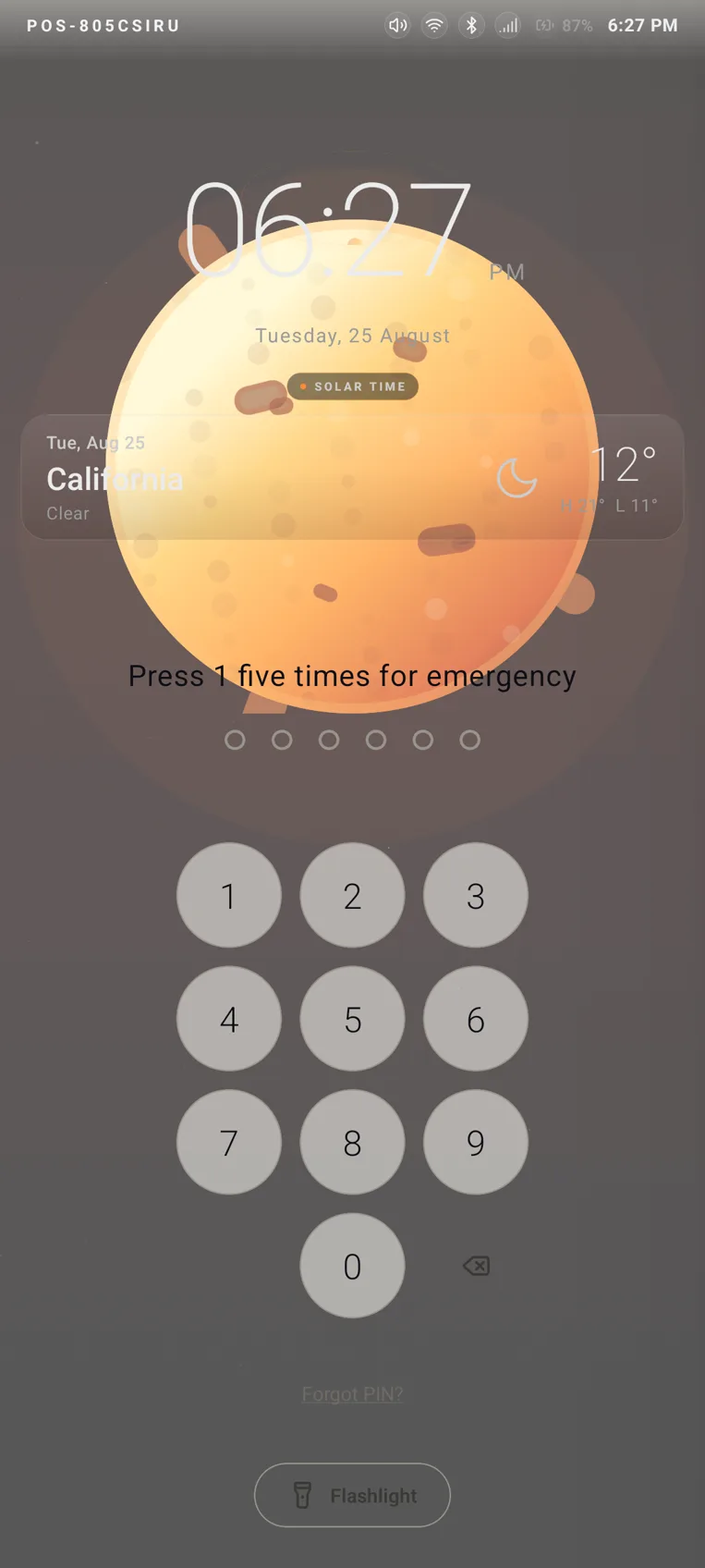 Lock screen with PIN — Snow theme